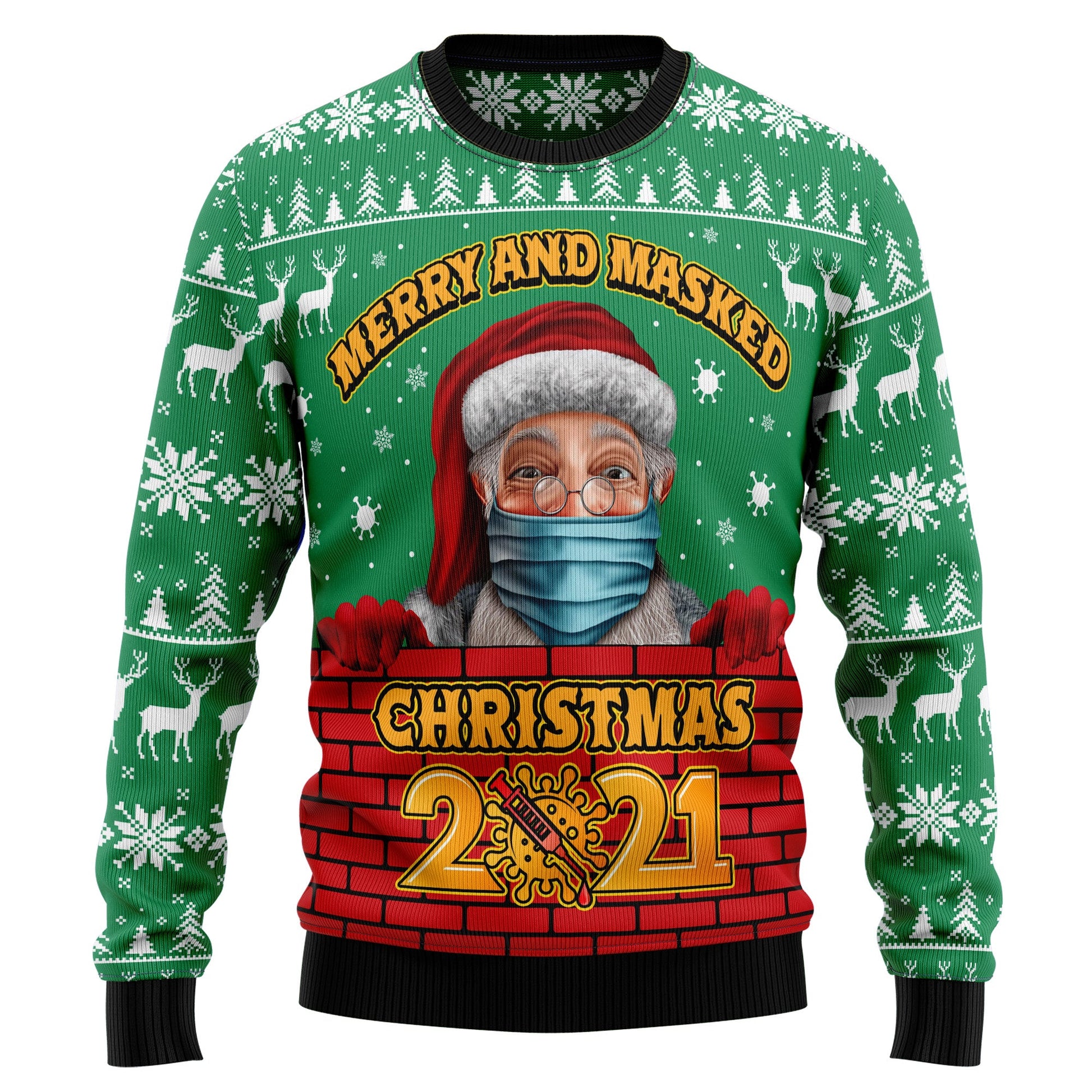 litzzy Merry And Masked Christmas 2021 Ugly Christmas Sweater -  Best Gift For Christmas, Noel Malalan - Christmas Signature sweater   