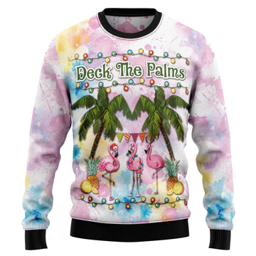 litzzy Flamingo Deck The Palms T1011 Ugly Christmas Sweater -  Best Gift For Christmas, Noel Malalan - Christmas Signature sweater   