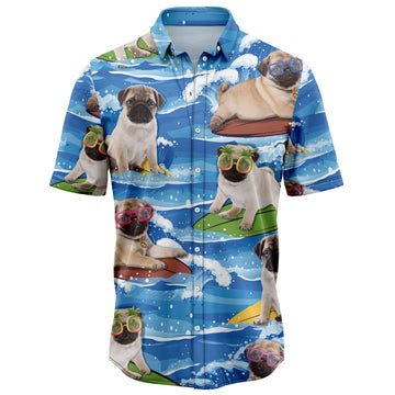 litzzy Pug Beach & My Dogs T2307 Hawaiian Shirt Hawaii Shirt   