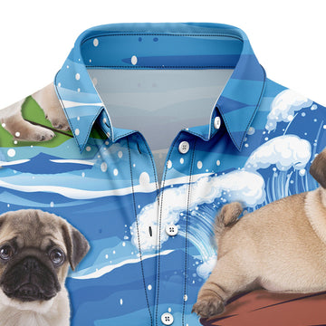 litzzy Pug Beach & My Dogs T2307 Hawaiian Shirt Hawaii Shirt   