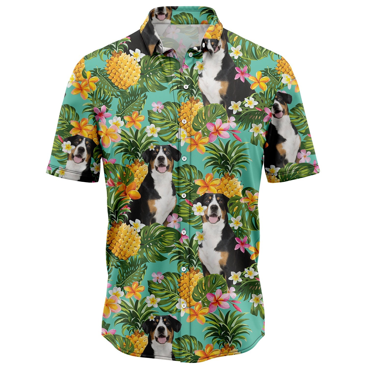 litzzy Tropical Pineapple Entlebucher Mountain Dog H97081 Hawaiian Shirt Hawaii Shirt   