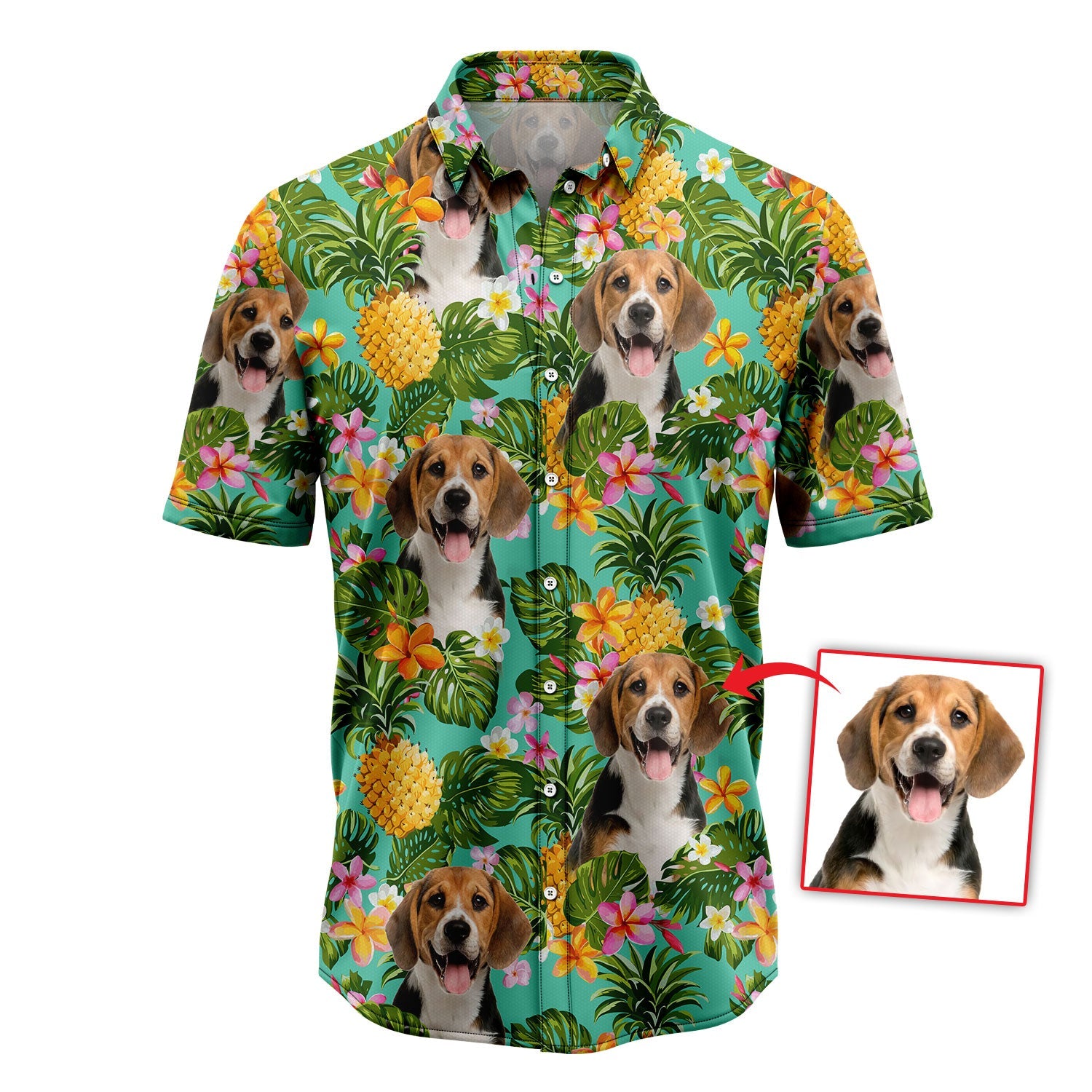 litzzy Custom Photo Dog Pineapple Tropical Hawaiian Shirt Hawaii Shirt   