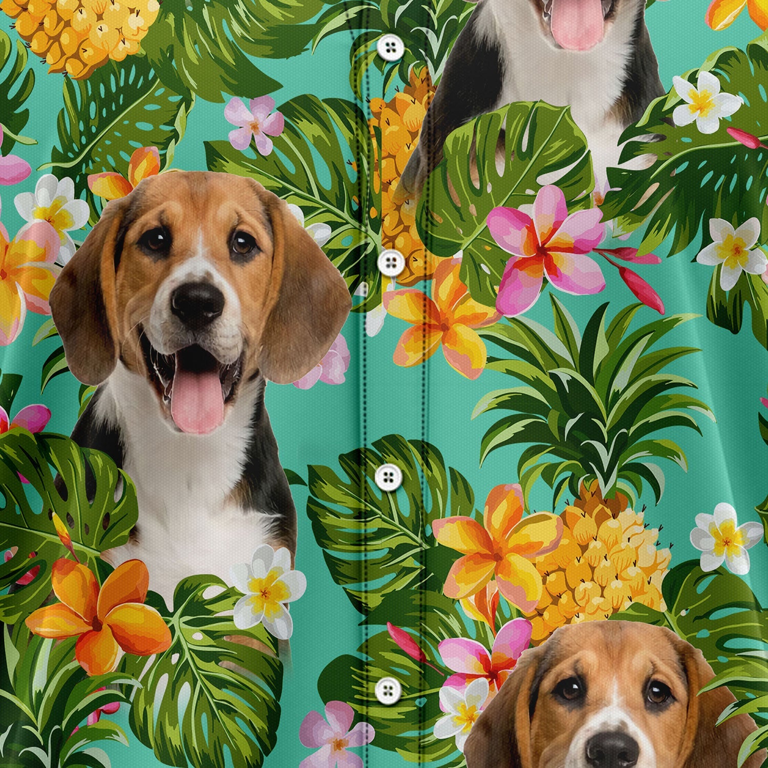 litzzy Custom Photo Dog Pineapple Tropical Hawaiian Shirt Hawaii Shirt   