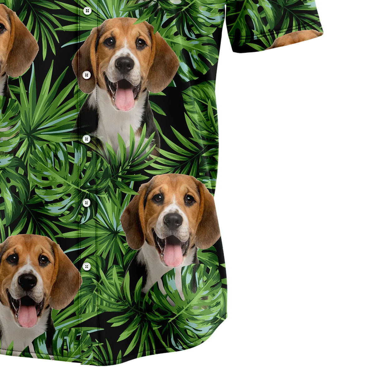 litzzy Custom Photo Dog Green Tropical Leaves Hawaiian Shirt - Litzzy Shirt Hawaiian Hawaii Shirt For Summer Hawaii Shirt   