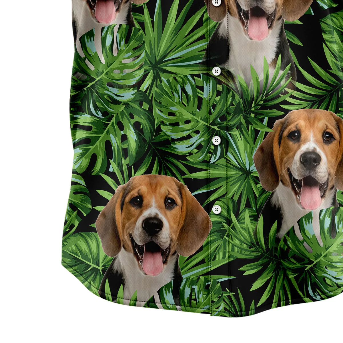 litzzy Custom Photo Dog Green Tropical Leaves Hawaiian Shirt - Litzzy Shirt Hawaiian Hawaii Shirt For Summer Hawaii Shirt   