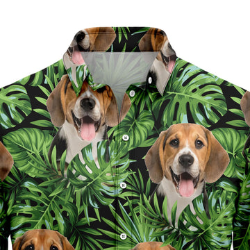 litzzy Custom Photo Dog Green Tropical Leaves Hawaiian Shirt Hawaii Shirt   
