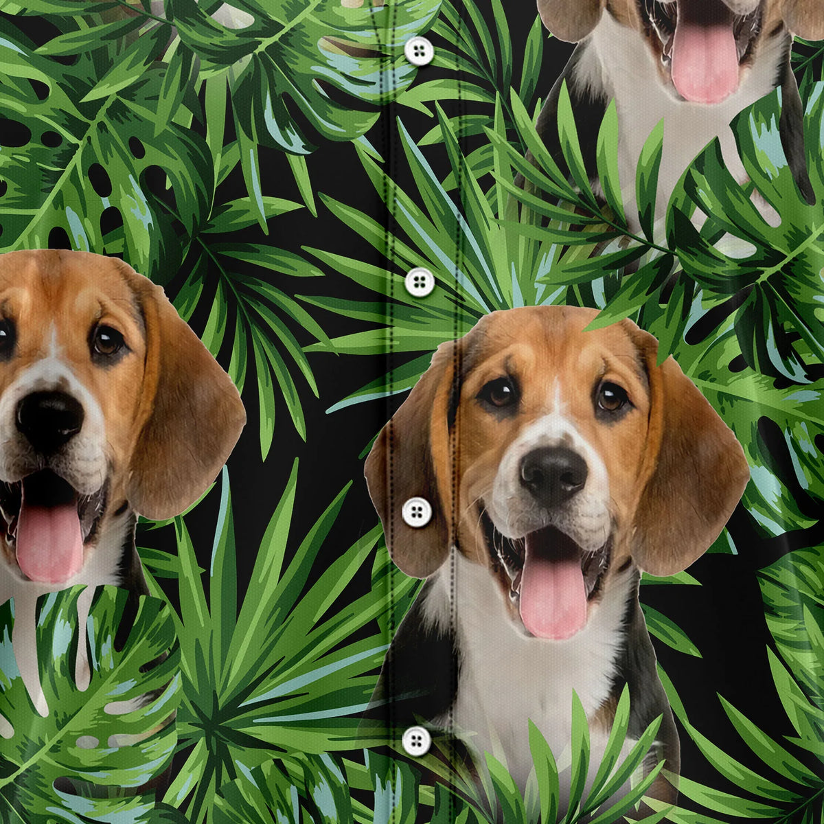 litzzy Custom Photo Dog Green Tropical Leaves Hawaiian Shirt - Litzzy Shirt Hawaiian Hawaii Shirt For Summer Hawaii Shirt   