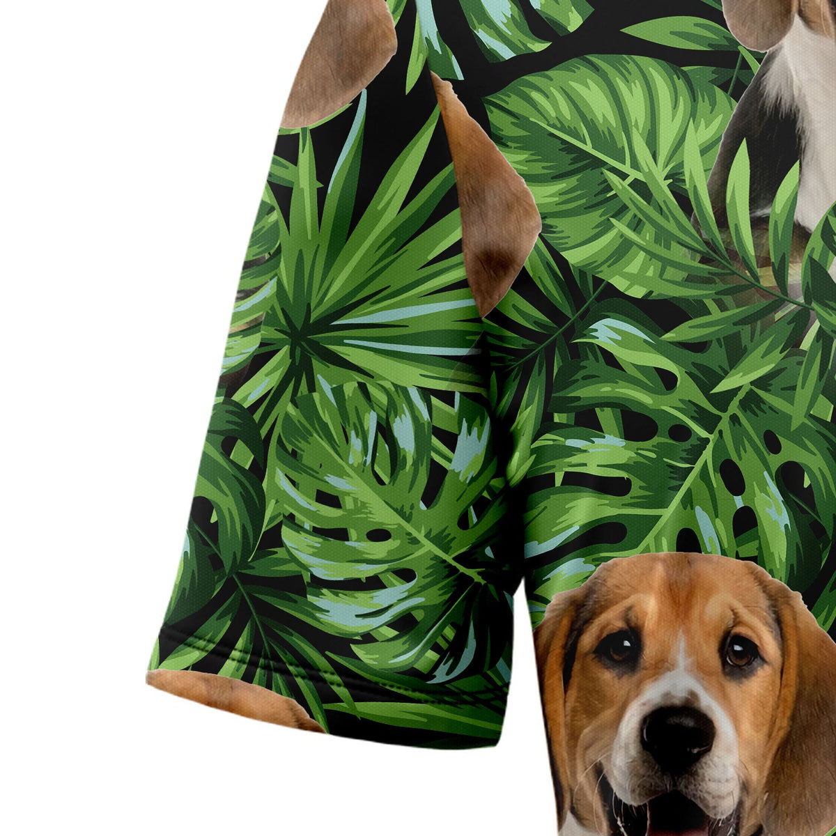 litzzy Custom Photo Dog Green Tropical Leaves Hawaiian Shirt Hawaii Shirt   