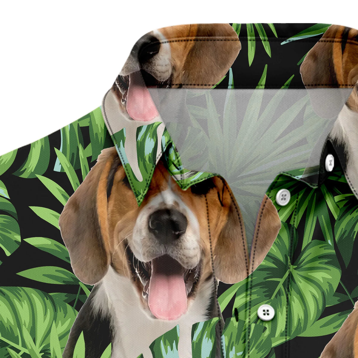 litzzy Custom Photo Dog Green Tropical Leaves Hawaiian Shirt - Litzzy Shirt Hawaiian Hawaii Shirt For Summer Hawaii Shirt   