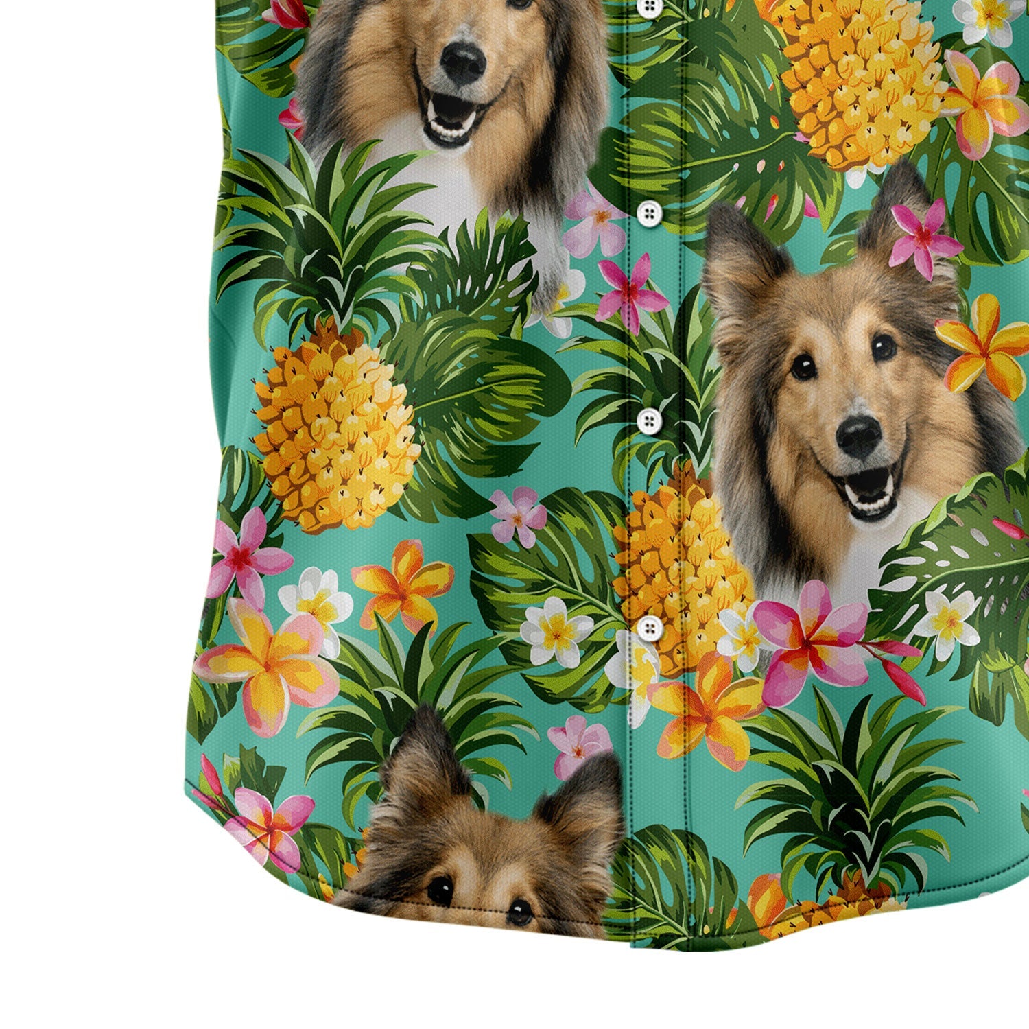 litzzy Tropical Pineapple Shetland Sheepdog H3721 Hawaiian Shirt Hawaii Shirt   