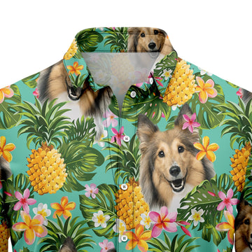 litzzy Tropical Pineapple Shetland Sheepdog H3721 Hawaiian Shirt Hawaii Shirt   