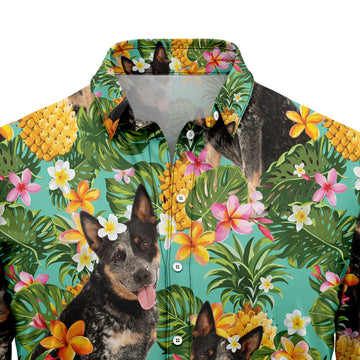litzzy Tropical Pineapple Australian Cattle Dog H77036 Hawaiian Shirt Hawaii Shirt   