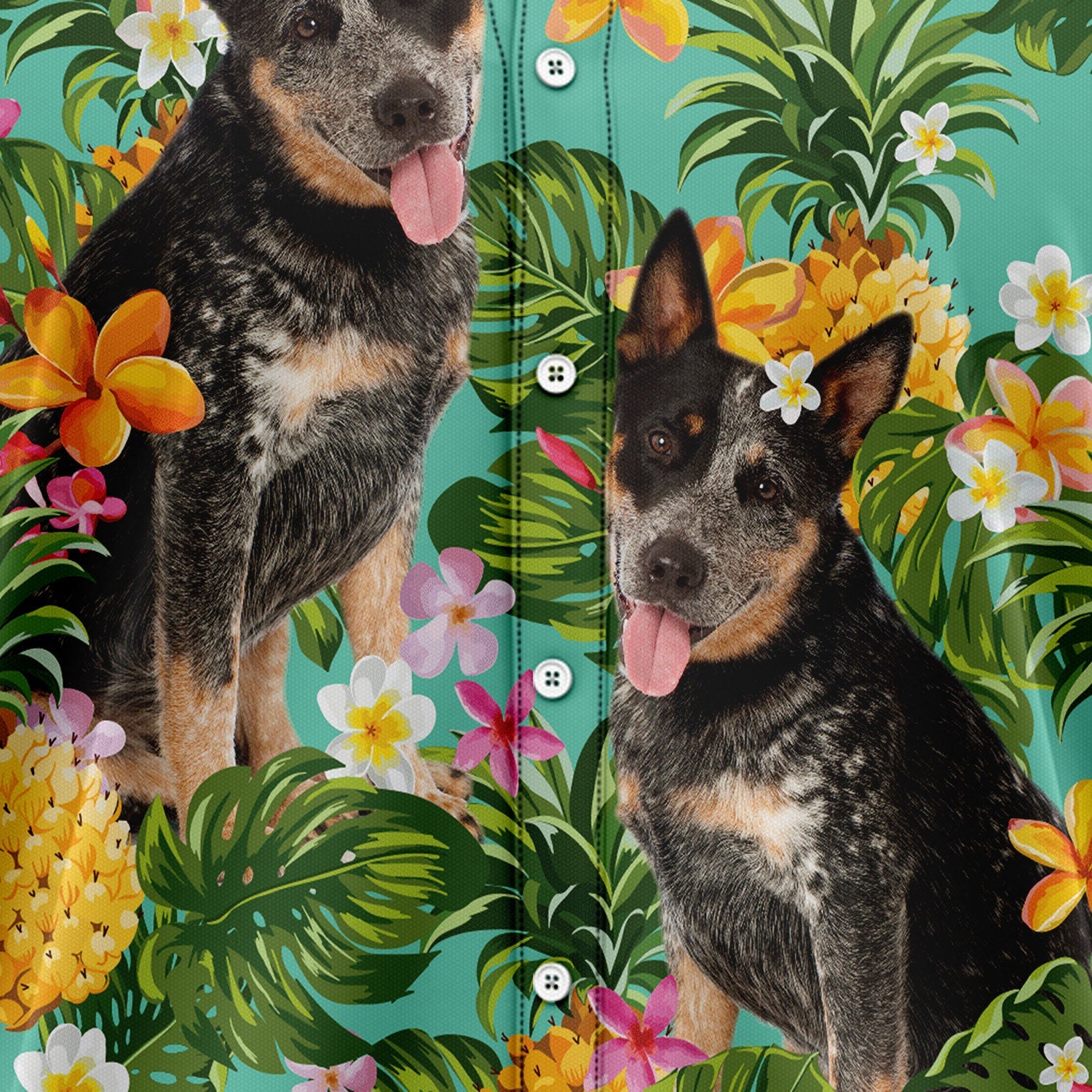 litzzy Tropical Pineapple Australian Cattle Dog H77036 Hawaiian Shirt Hawaii Shirt   