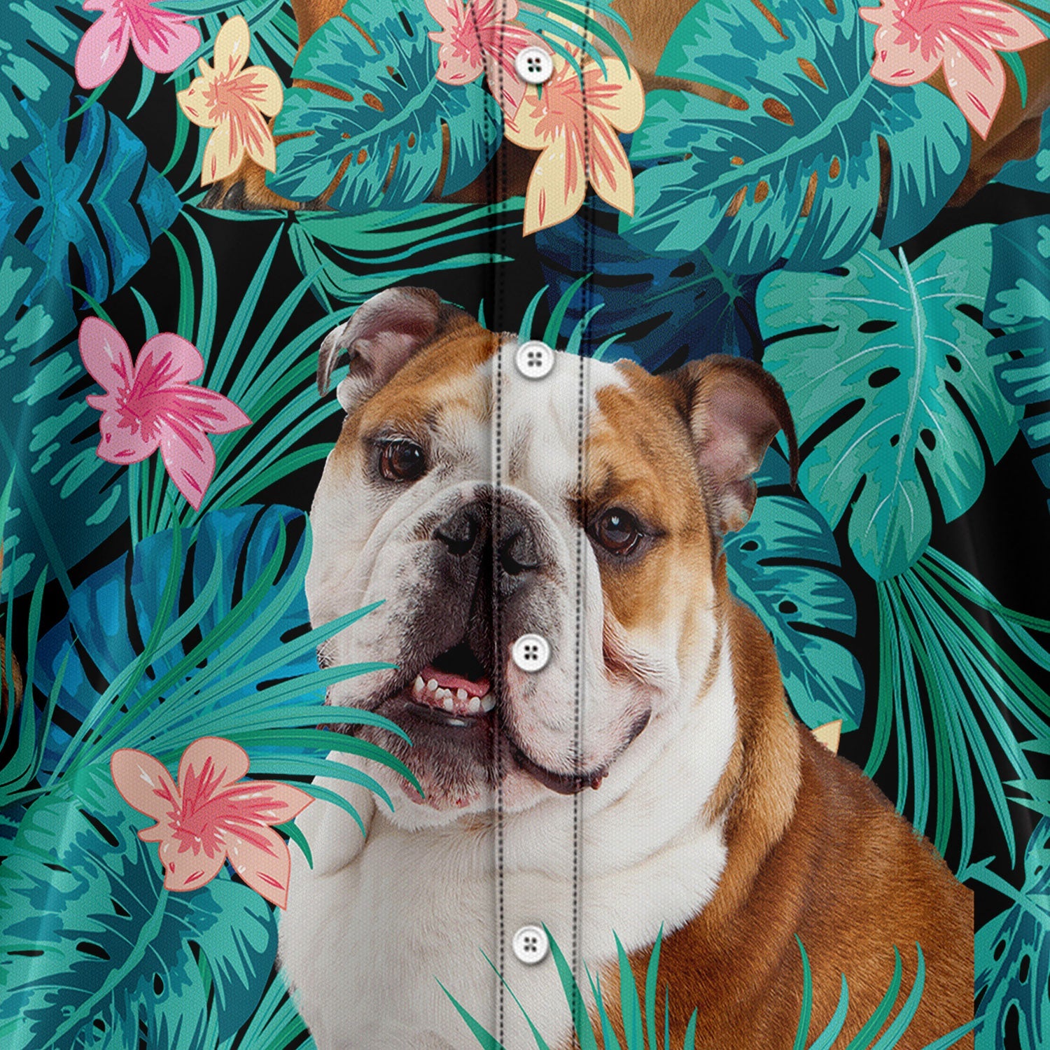 litzzy Bulldog Tropical T0207 Hawaiian Shirt Hawaii Shirt   