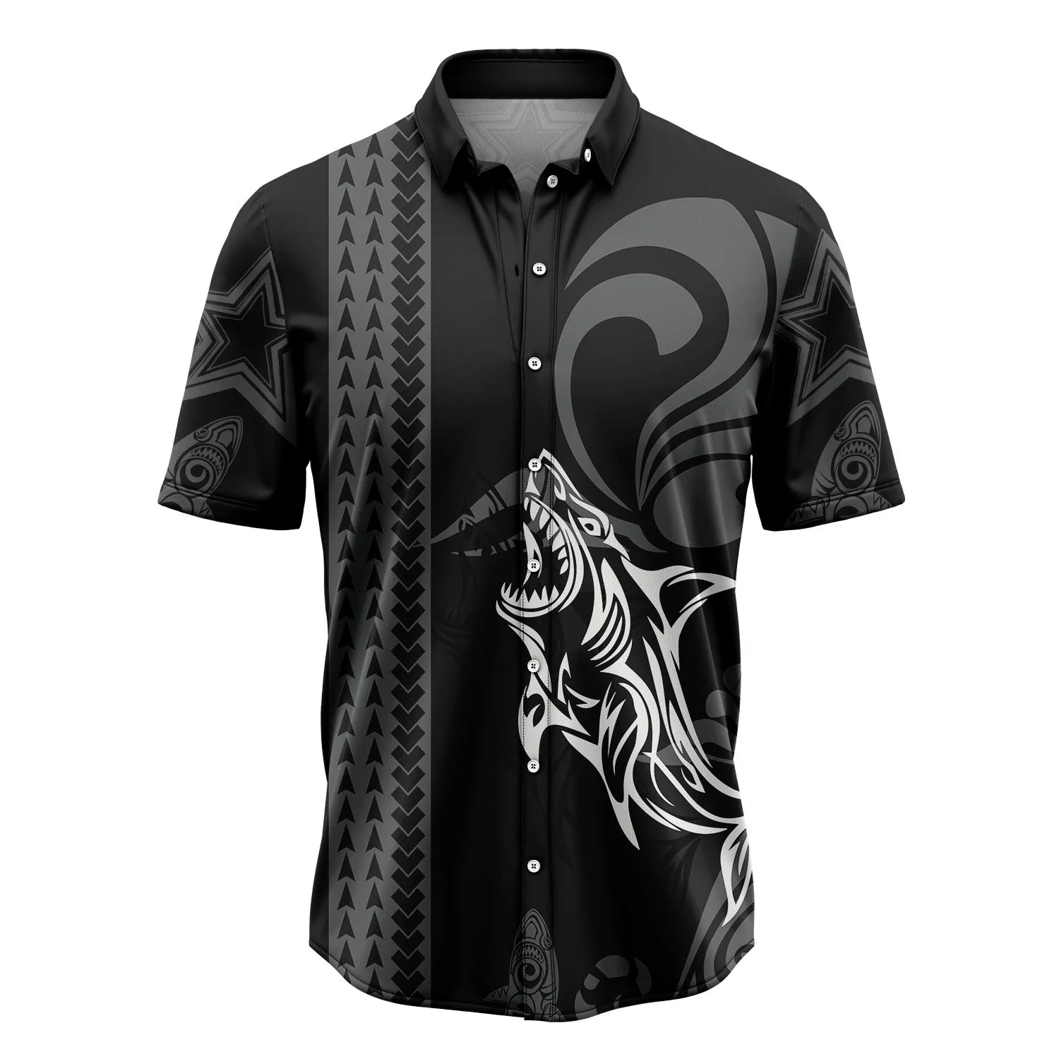 litzzy Tribal Shark Pattern Hawaiian Shirt - Litzzy Shirt Hawaiian Hawaii Shirt For Summer Hawaii Shirt   