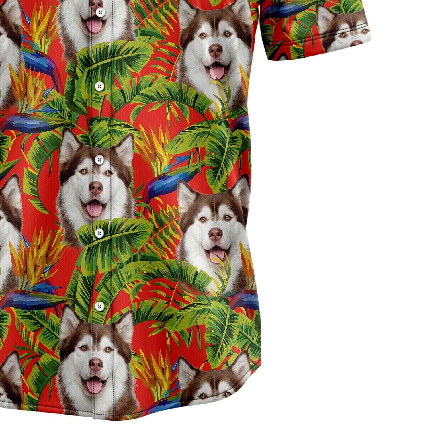 litzzy Custom Photo Dog Red Tropical Hawaiian Shirt Hawaii Shirt   