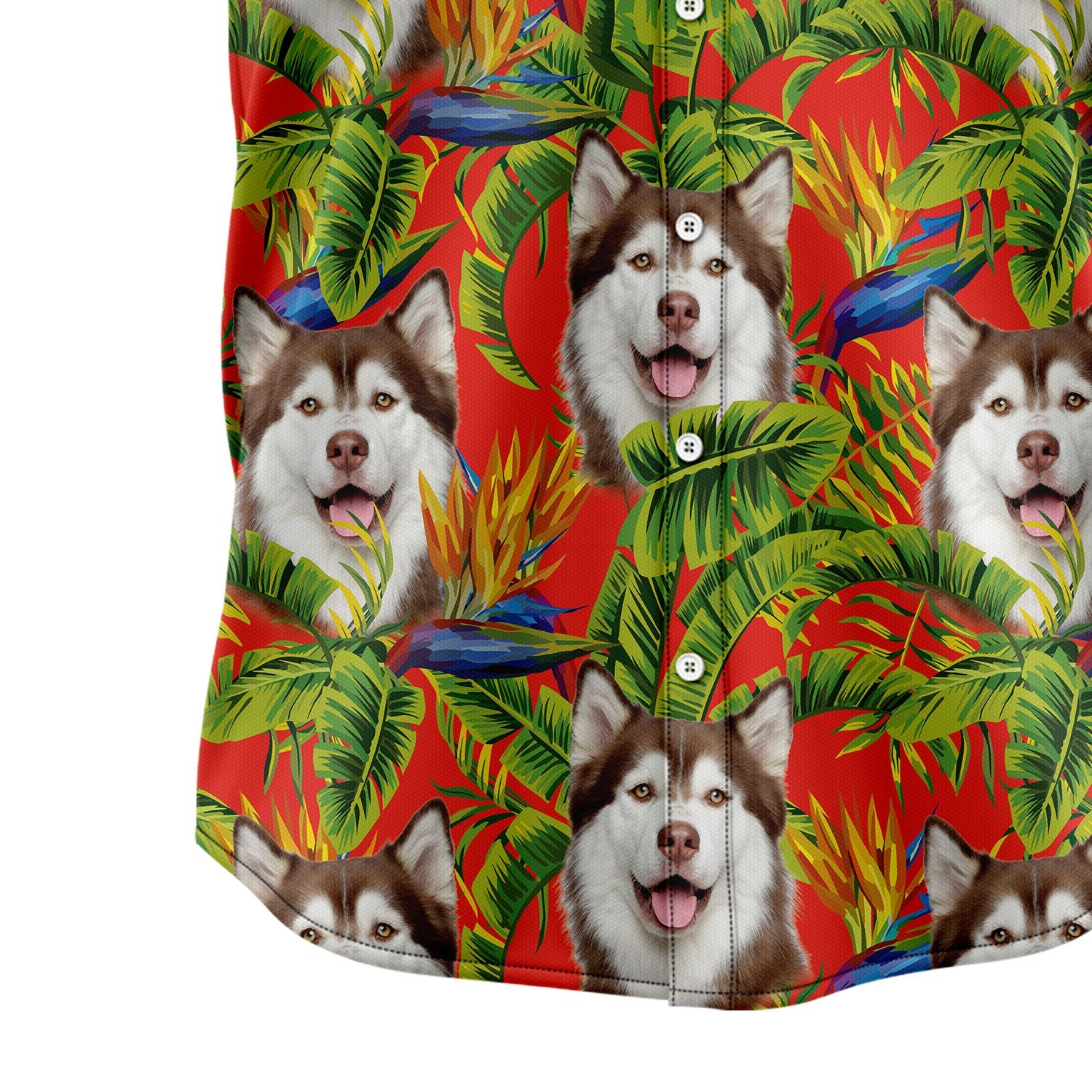 litzzy Custom Photo Dog Red Tropical Hawaiian Shirt Hawaii Shirt   