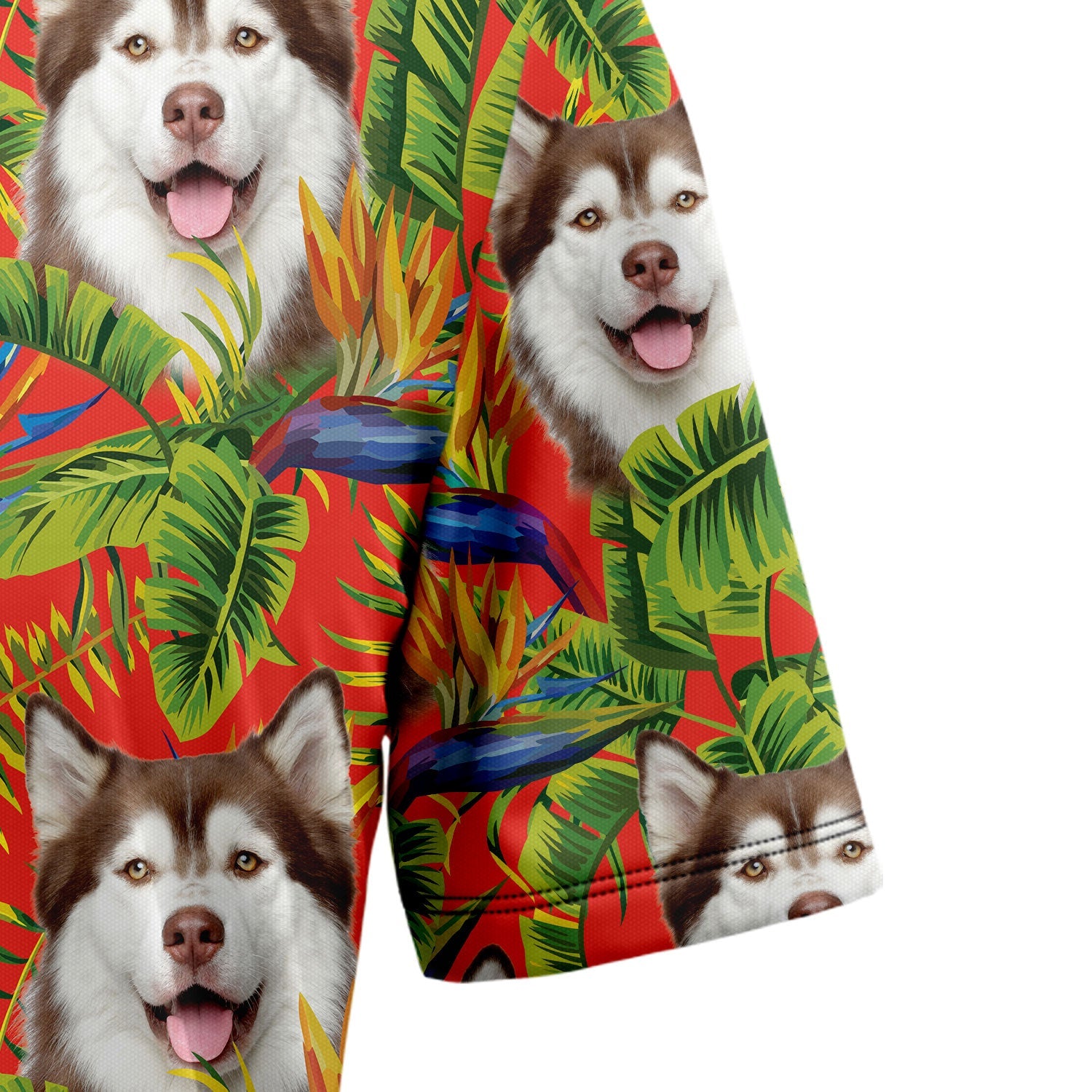 litzzy Custom Photo Dog Red Tropical Hawaiian Shirt Hawaii Shirt   