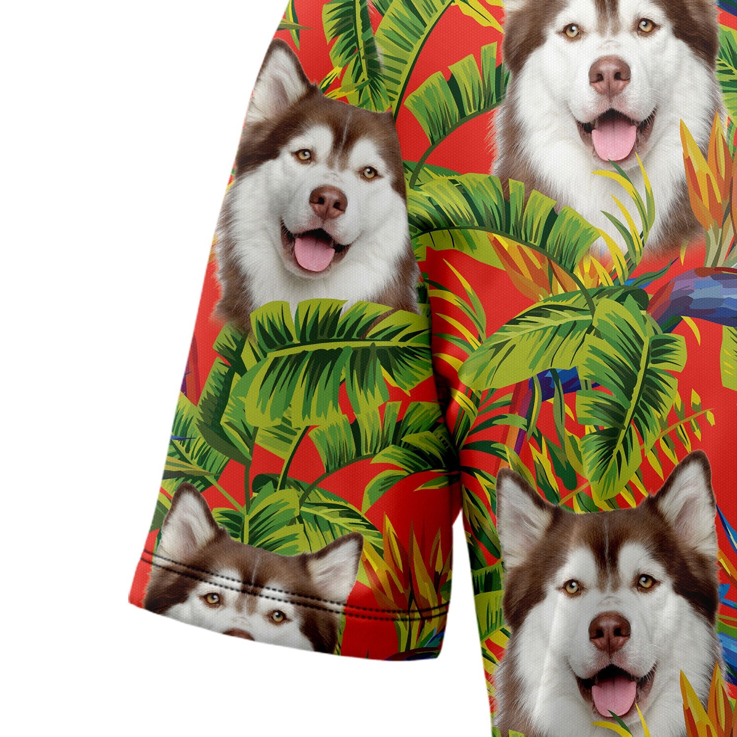 litzzy Custom Photo Dog Red Tropical Hawaiian Shirt Hawaii Shirt   