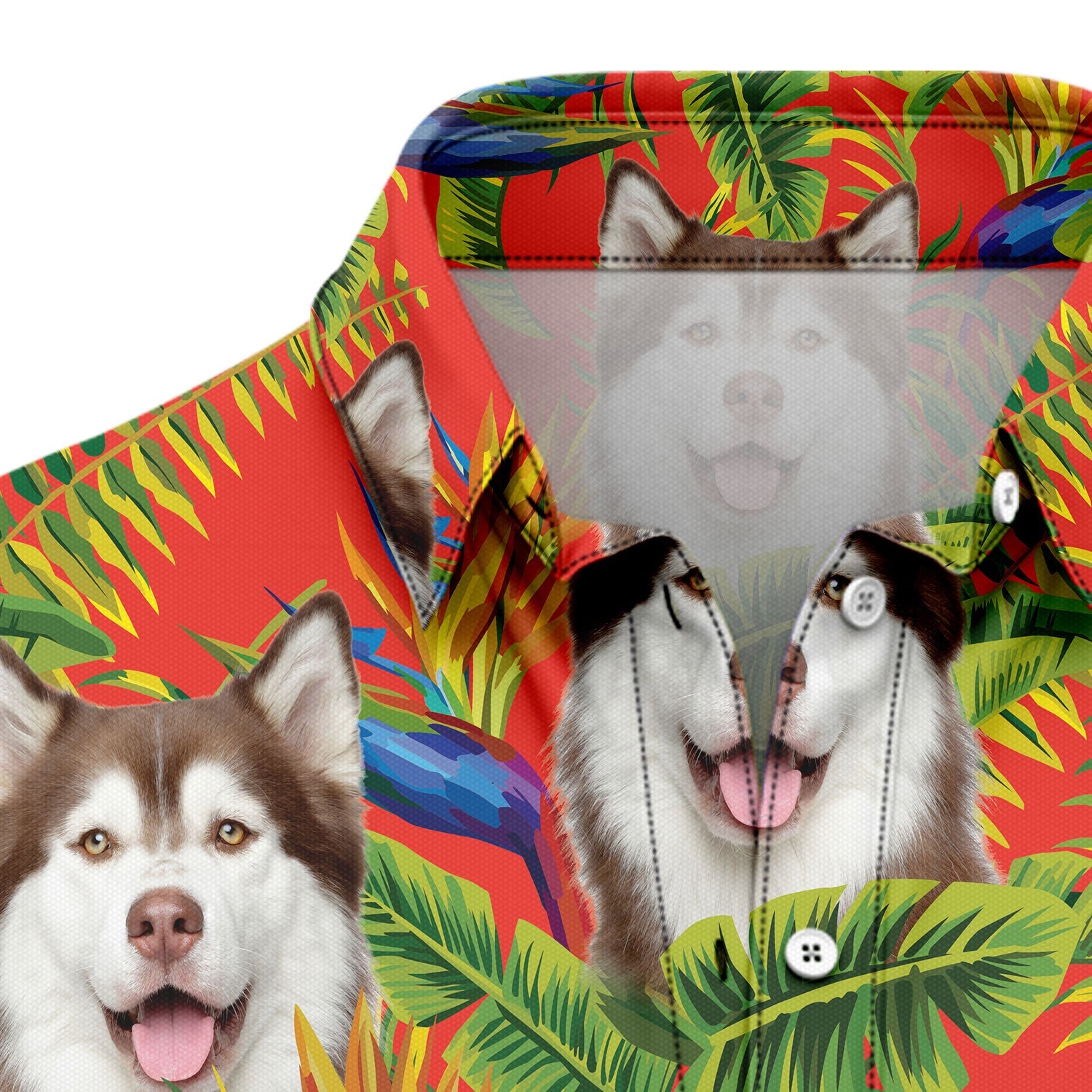 litzzy Custom Photo Dog Red Tropical Hawaiian Shirt Hawaii Shirt   