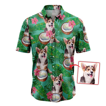 litzzy Custom Photo Dog Coconut Tropical Hawaiian Shirt Hawaii Shirt   