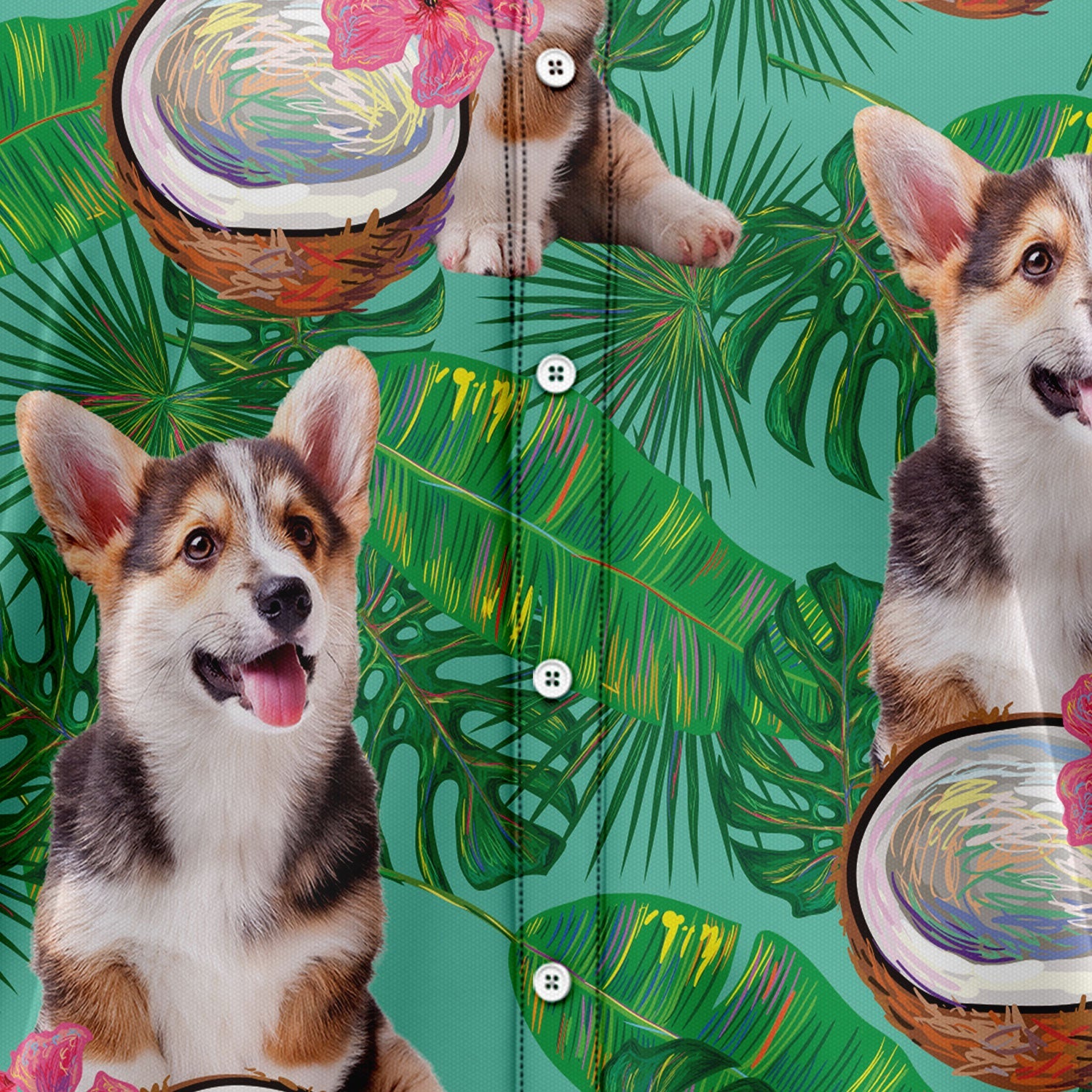 litzzy Custom Photo Dog Coconut Tropical Hawaiian Shirt Hawaii Shirt   