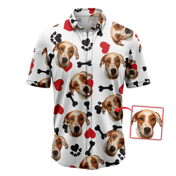 litzzy Custom Photo Dog Heart and Bone G5730 Hawaiian Shirt Hawaii Shirt   
