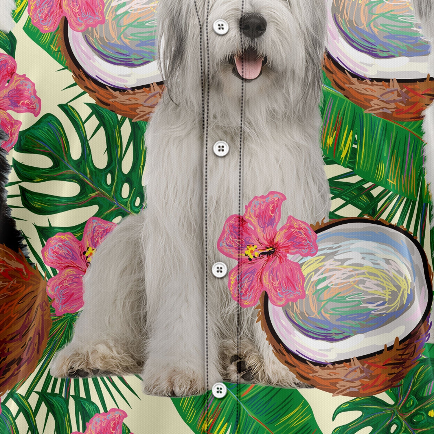 litzzy Old English Sheepdog Tropical Coconut G5731 Hawaiian Shirt Hawaii Shirt   
