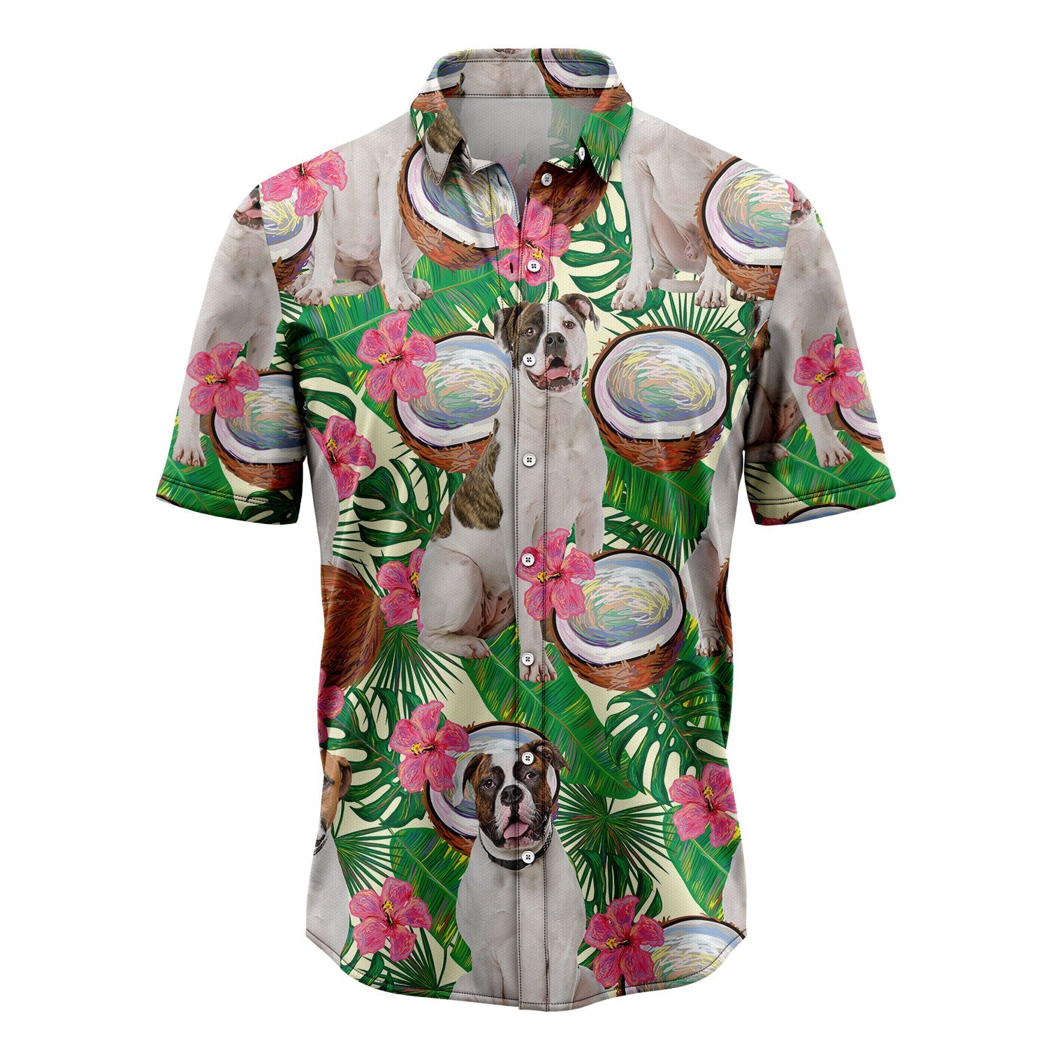 litzzy American Bulldog Tropical Coconut G5731 Hawaiian Shirt Hawaii Shirt   
