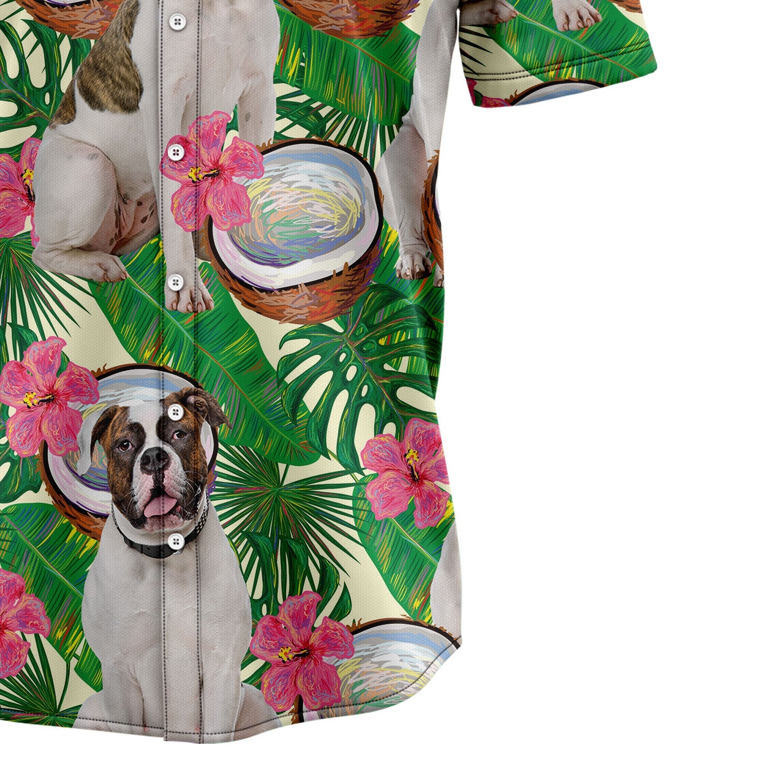 litzzy American Bulldog Tropical Coconut G5731 Hawaiian Shirt Hawaii Shirt   
