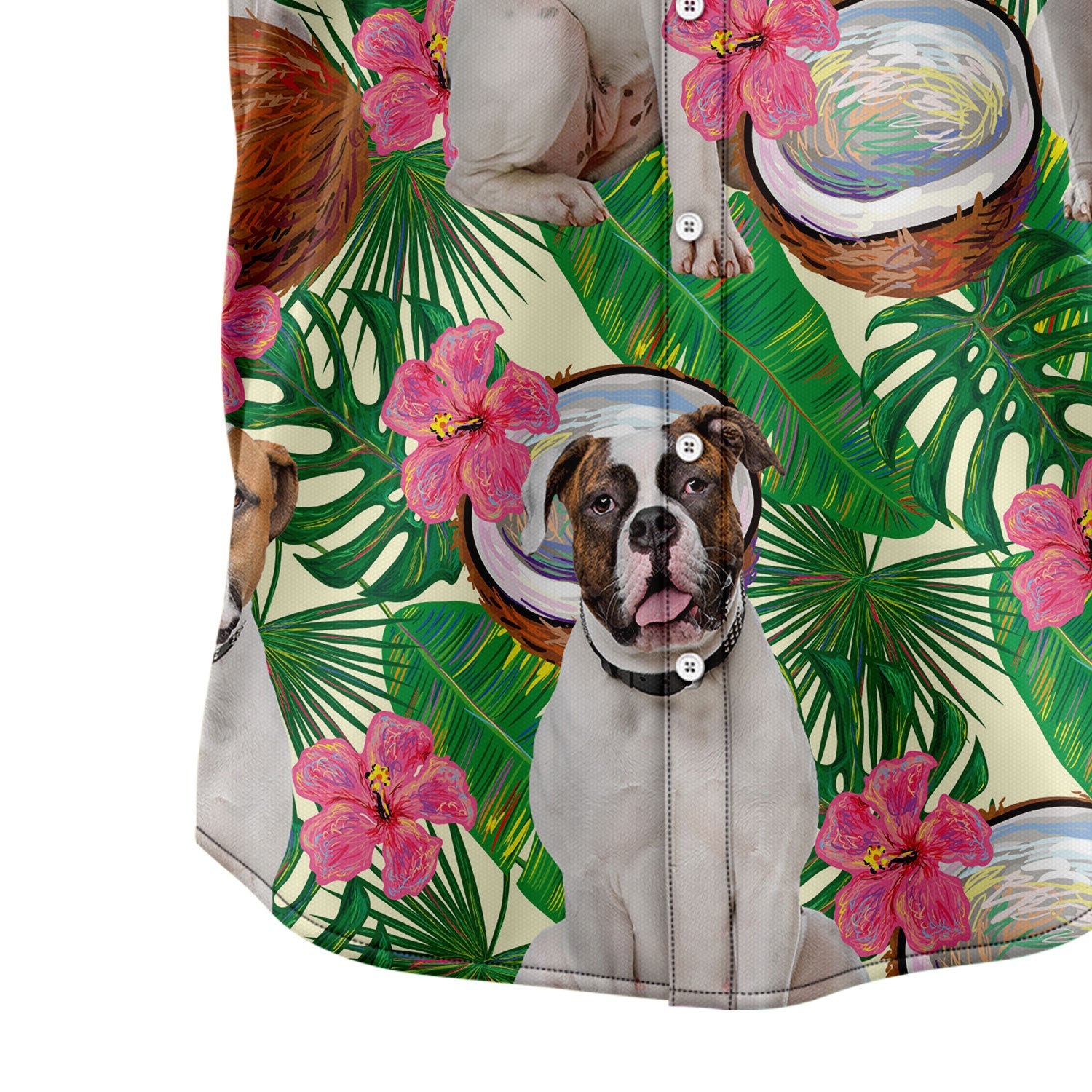 litzzy American Bulldog Tropical Coconut G5731 Hawaiian Shirt Hawaii Shirt   