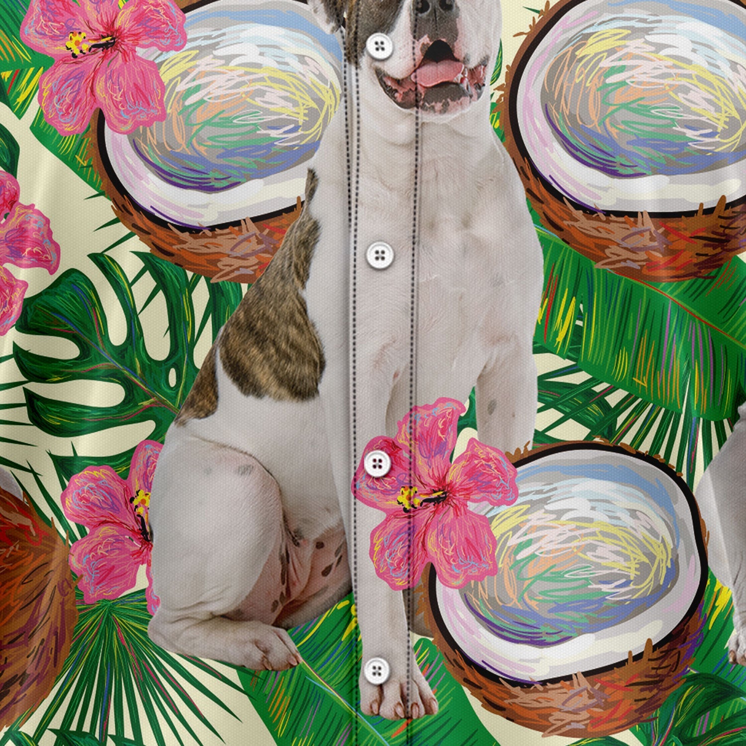 litzzy American Bulldog Tropical Coconut G5731 Hawaiian Shirt Hawaii Shirt   