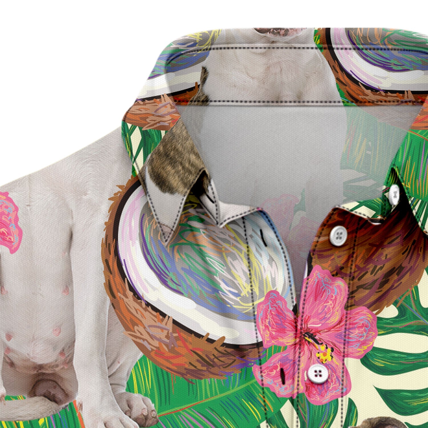 litzzy American Bulldog Tropical Coconut G5731 Hawaiian Shirt Hawaii Shirt   