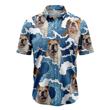 litzzy Bulldog Wave H3807 Hawaiian Shirt Hawaii Shirt   