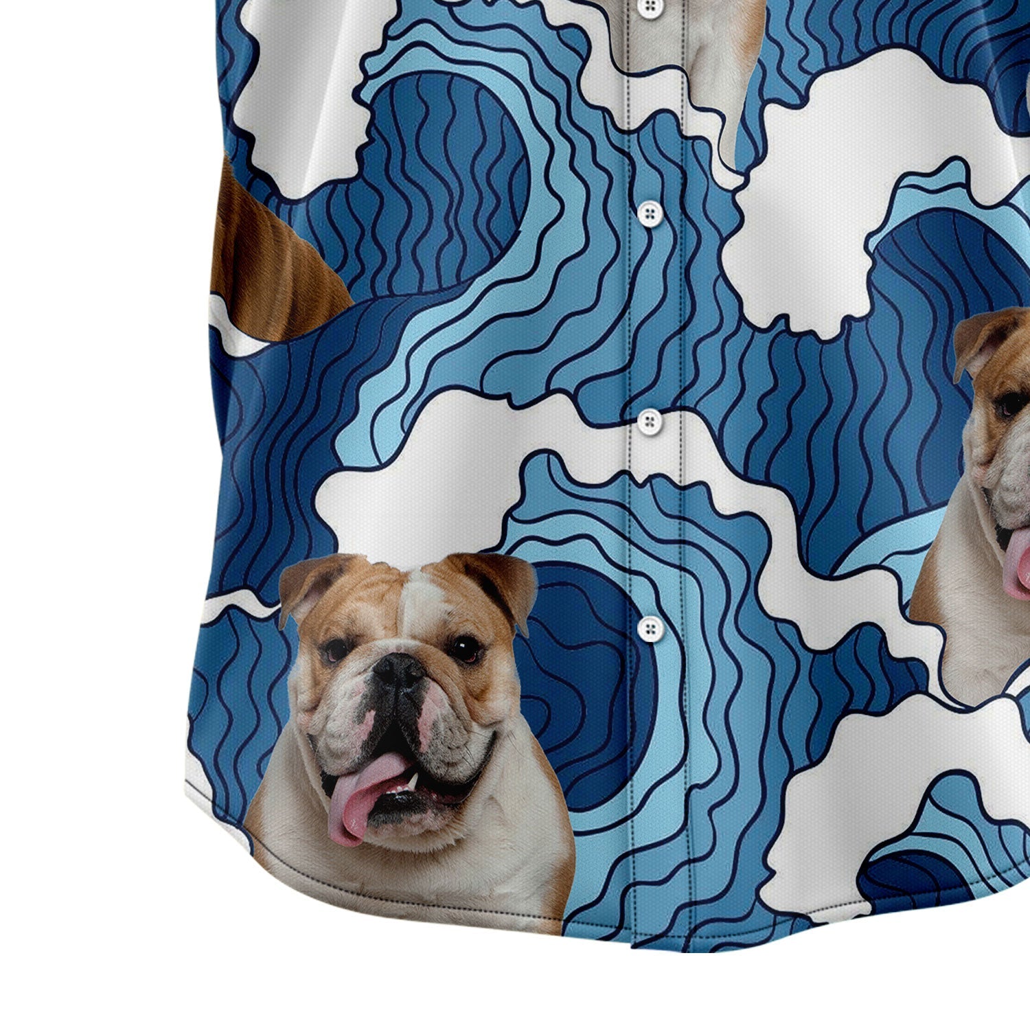 litzzy Bulldog Wave H3807 Hawaiian Shirt Hawaii Shirt   