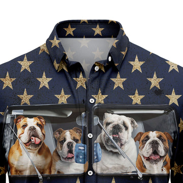 litzzy Bulldog Flag Hippie Bus G5729 Hawaiian Shirt Hawaii Shirt   