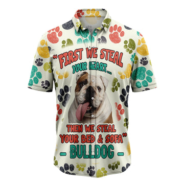 litzzy Bulldog Steal Your Heart H28806 Hawaiian Shirt Hawaii Shirt   