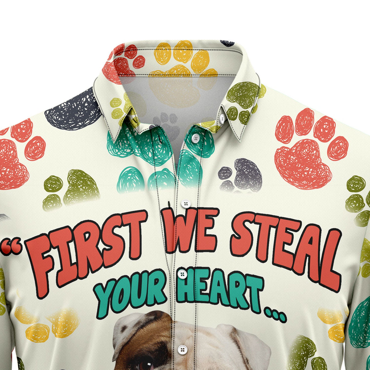 litzzy Bulldog Steal Your Heart H28806 Hawaiian Shirt Hawaii Shirt   