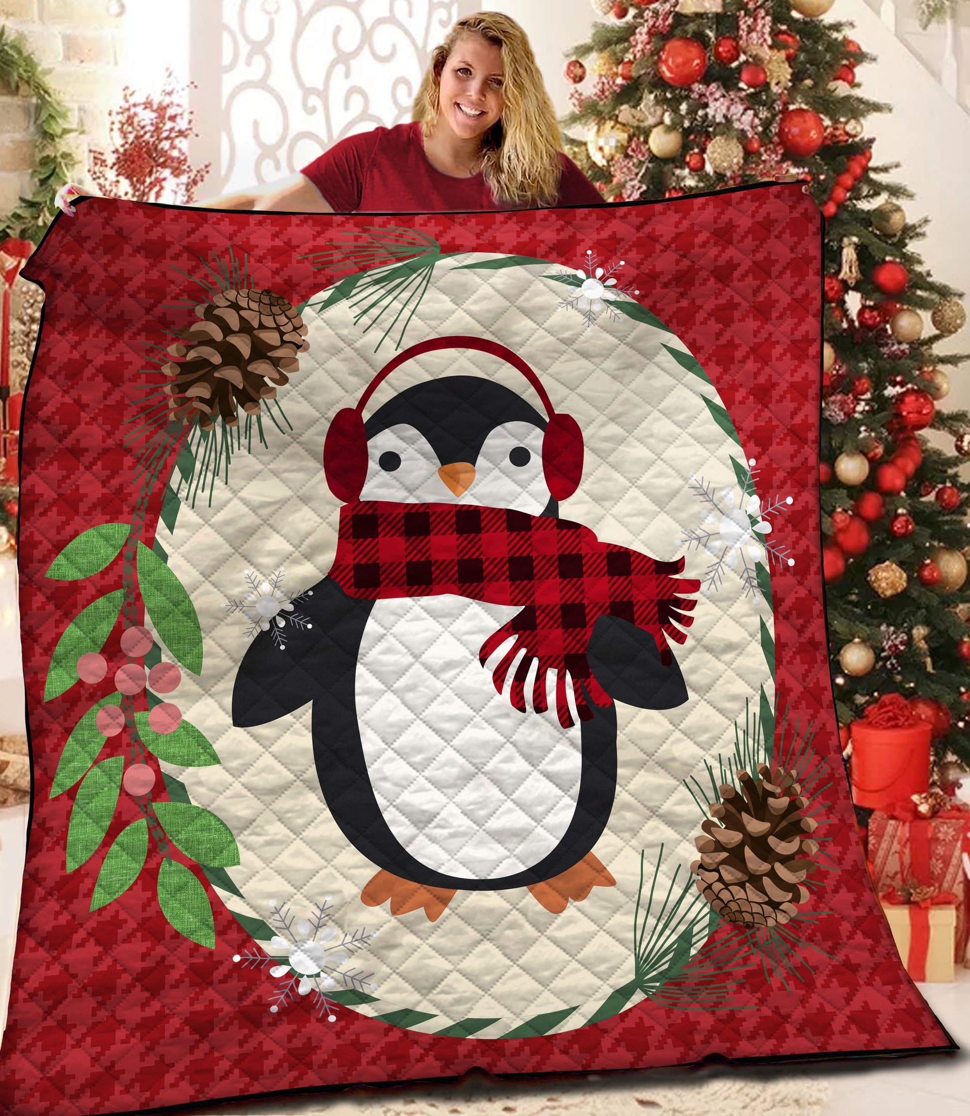 litzzy Penguin Christmas Fleece Blanket CCC19102341 Quilt Blanket   