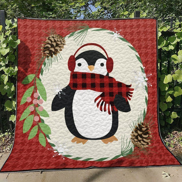 litzzy Penguin Christmas TN150715 Fleece Blanket Quilt Blanket   