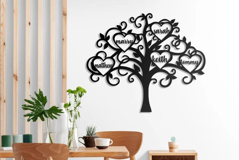 litzzy Family Tree Metal Wall Art - Personalized Metal House Sign - Custom metal signs - Metal Monogram Sign for Home Decor    