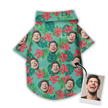 litzzy Custom Hawaiian Shirt For Pet Red And Green Pattern, dog hawaiian shirt Pet Hawaiian Shirt   