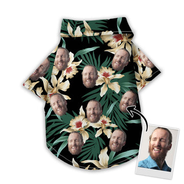 litzzy Custom Hawaiian Shirt For Pet Floral and Dark Green Pattern, dog hawaiian shirt Pet Hawaiian Shirt   