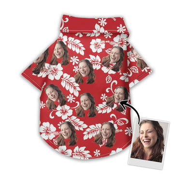 litzzy Custom Hawaiian Shirt For Pet Red Pattern, dog hawaiian shirt Pet Hawaiian Shirt   