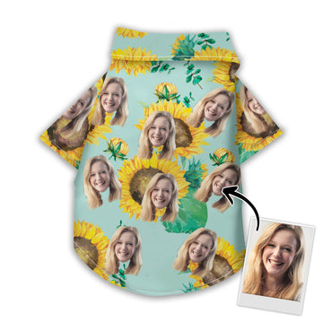 litzzy Custom Hawaiian Shirt For Pet Sunflower Pattern, dog hawaiian shirt Pet Hawaiian Shirt   