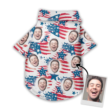 litzzy Custom Hawaiian Shirt For Pet Red & Blue Pattern, dog hawaiian shirt Pet Hawaiian Shirt   