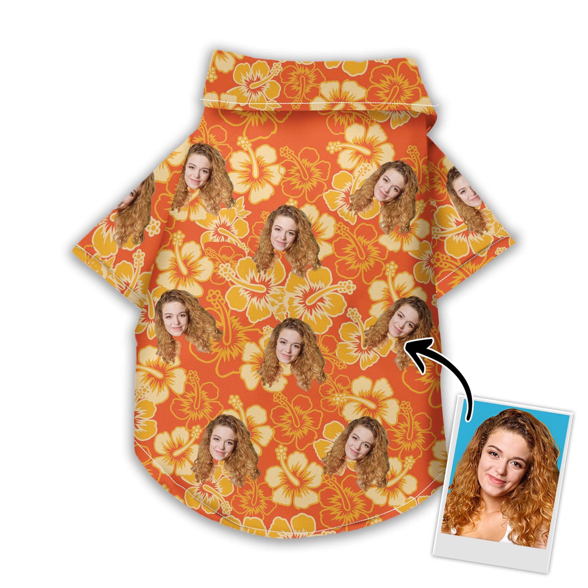 litzzy Custom Hawaiian Shirt For Pet Neon-Orange Pattern, dog hawaiian shirt Pet Hawaiian Shirt   
