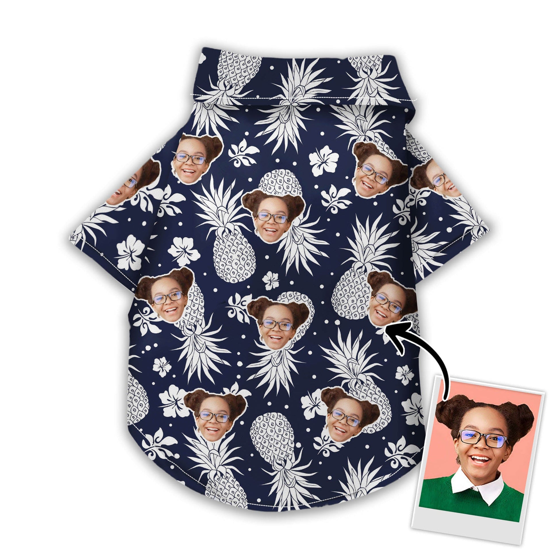 litzzy Custom Hawaiian Shirt For Pet Dark Blue Pattern, dog hawaiian shirt Pet Hawaiian Shirt   