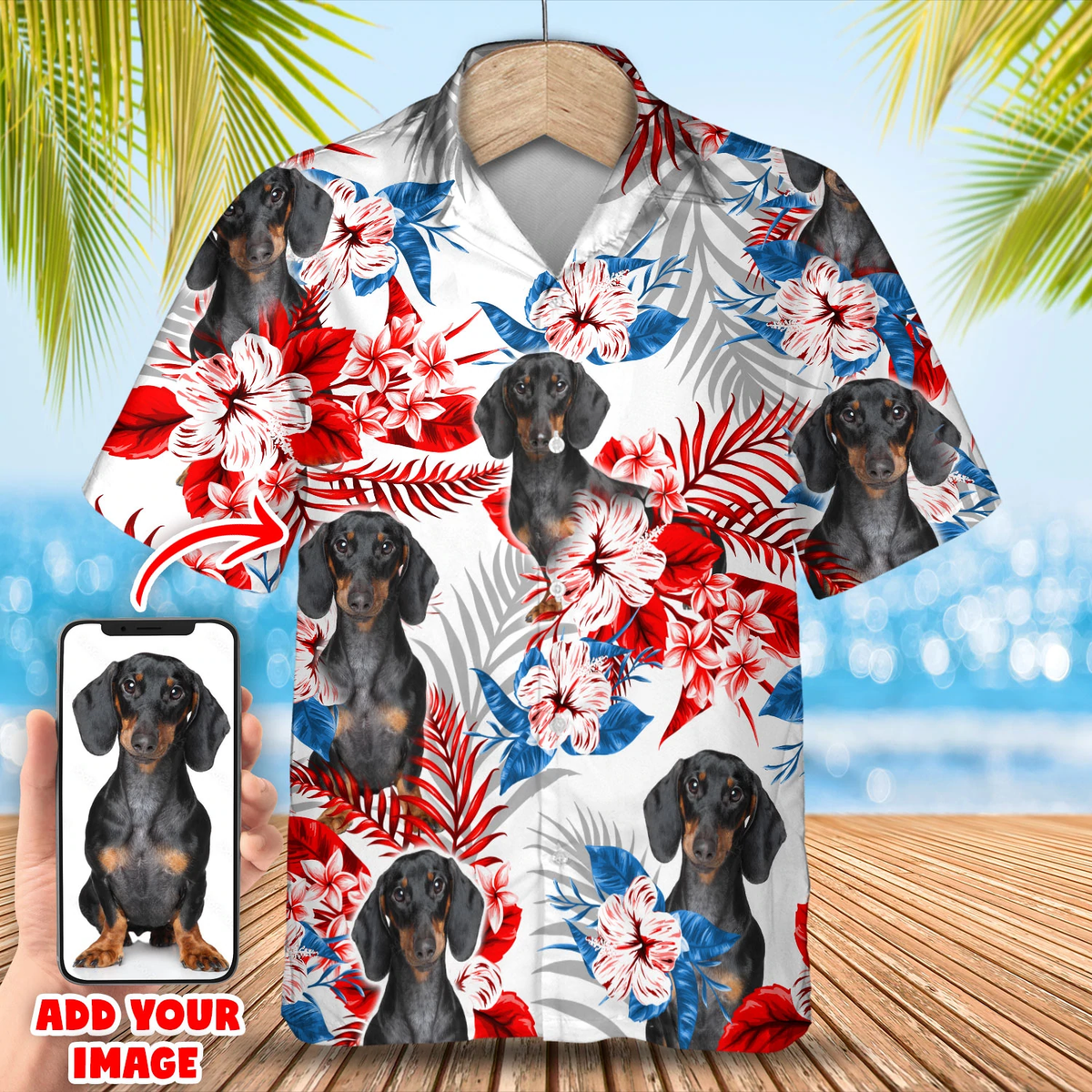 litzzy Pet Custom Photo American Flag Hawaiian Shirt, Dog Summer aloha shirt, Men Hawaiian shirt, Women Hawaiian shirt - Aloha shirt Hawaiian Hawaii Shirt For Summer Hawaii Shirt   