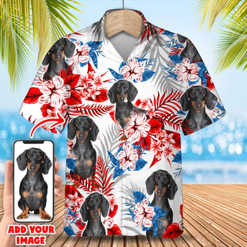 litzzy Pet Custom Photo American Flag Hawaiian Shirt, Dog Summer aloha shirt, Men Hawaiian shirt, Women Hawaiian shirt - Aloha shirt Hawaiian Hawaii Shirt For Summer Hawaii Shirt   